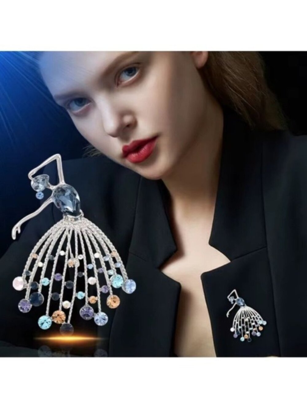 Luxe Ballet Dancer CrystalBrooch